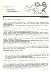 North Carolina Postal History Society Newsletter